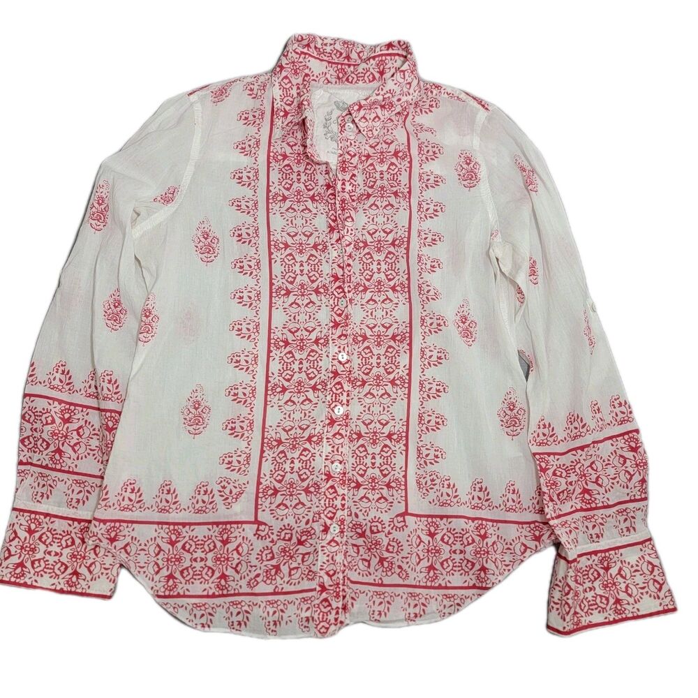 CINO‎ Women's M Cotton Voile floral Paisley Button Shirt India lightweight $130
